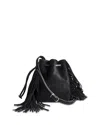 Madewell The Drawstring Suede Crossbody Bucket Bag In Black