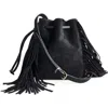 Madewell The Drawstring Suede Crossbody Bucket Bag In Black