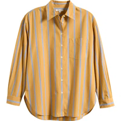Madewell Easy Shirt Textured Stripe Chantrelle In Yellow