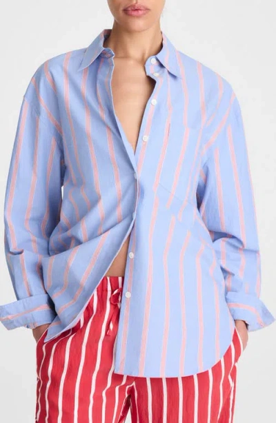 Madewell The Easy Stripe Cotton Poplin Button-up Shirt In Blue