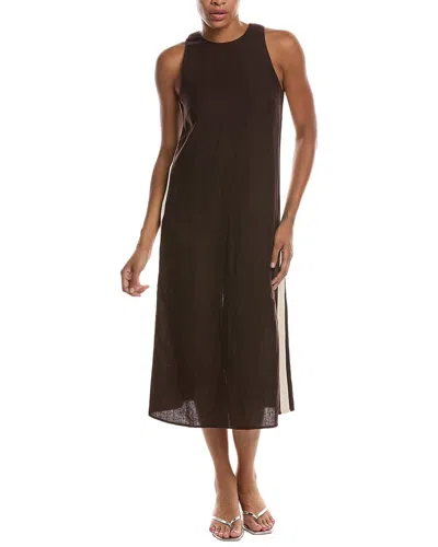 Madewell The Elena Linen Midi Dress In Brown
