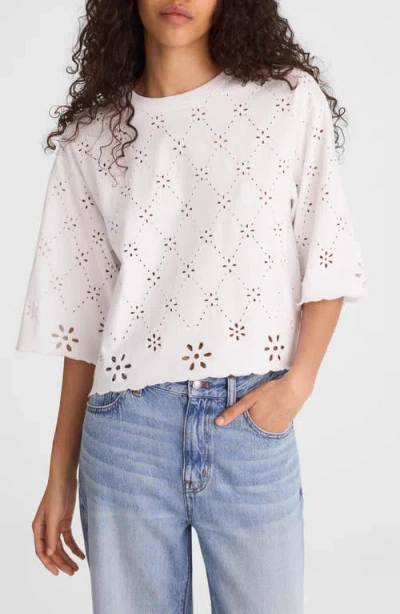 Madewell The Embroidered Boxy Crop Tee In White