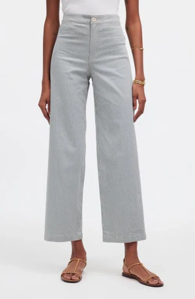 Madewell The Emmett Stripe Crop Wide Leg Pants In Faded River Stripe