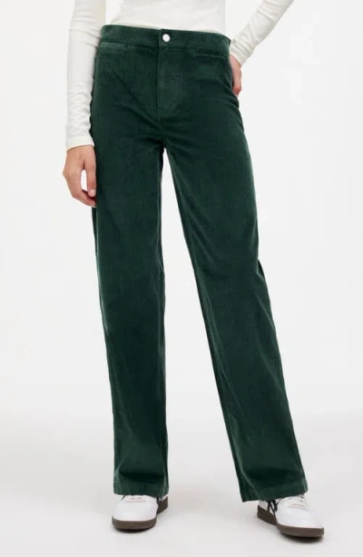 Madewell The Emmett Wide Leg Full Length Corduroy Pants: Welt Pocket Edition In Luxury Forest