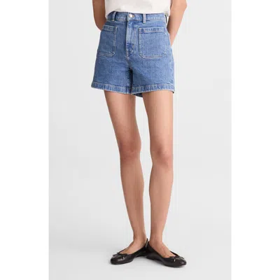 Madewell The Emmy Patch Pocket High Waist Denim Shorts In Blue