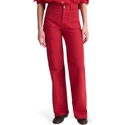 Madewell The Emmy Patch Pocket Wide Leg Pants In Red
