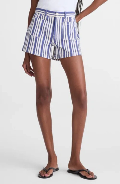 Madewell Stripe Patch Pocket Shorts Varigated Stripe In Brown