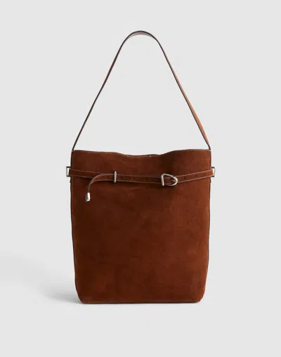Madewell The Essential Belted Bucket Tote In Brown