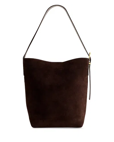 Madewell Essentials Suede Bucket Bag In Dark Carob