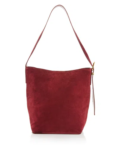 Madewell The Essential Bucket Tote In Suede In Deep Merlot