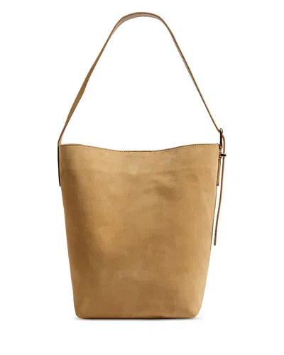 Madewell The Essential Bucket Tote In Suede In Tawny Khaki Suede