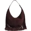 Madewell The Essential Fringed Suede Curve Shoulder Bag In Brown