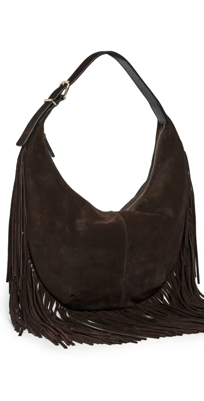 Madewell The Essential Curve Medium Shoulder Bag In Fringed Suede Coffee Bean In Brown
