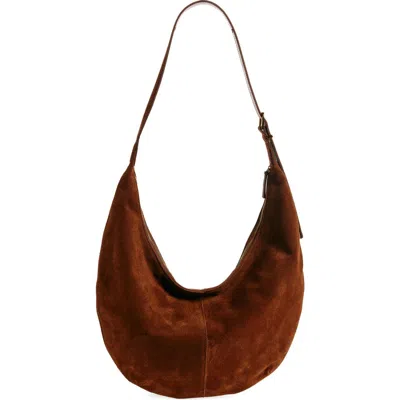 Madewell The Essential Curve Shoulder Bag In Soft Mahogany
