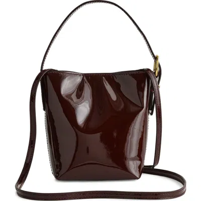 Madewell The Essential Micro Patent Leather Bucket Tote In Dark Plum