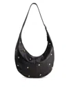 Madewell The Essential Studded Suede Curve Shoulder Bag In Black