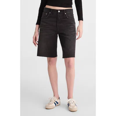 Madewell The Essex Long Baggy Denim Shorts In Black