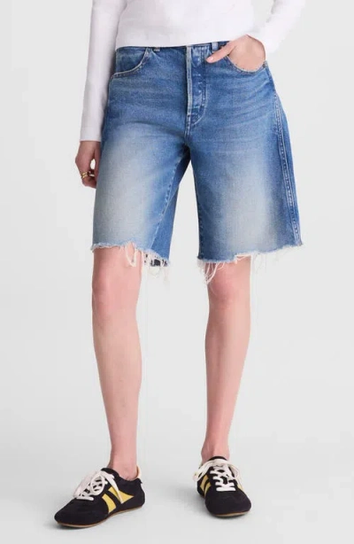 Madewell The Essex Long Baggy Denim Shorts In Blue