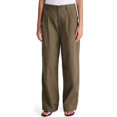 Madewell The Everyday Pleated Cotton Poplin Trousers In Green