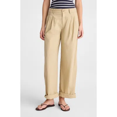 Madewell The Everyday Pleated Cotton Poplin Trousers In Neutral