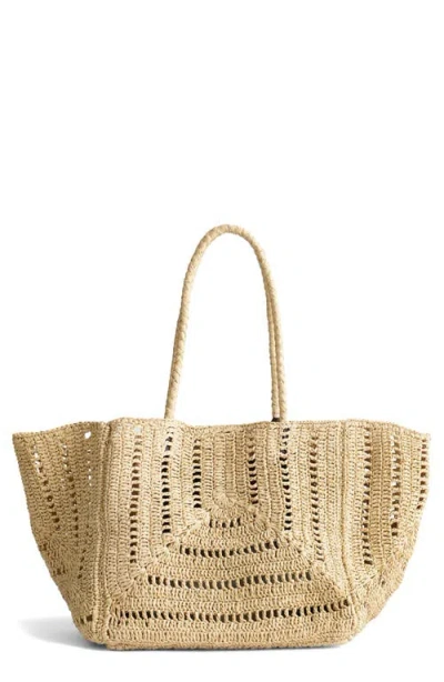 Madewell The Eyelet Raffia Shopper Tote In Nude
