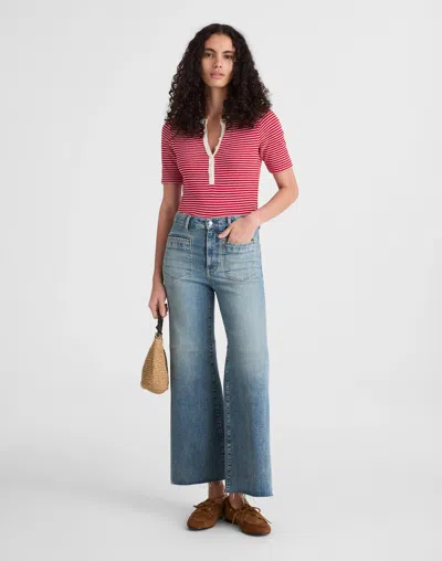Madewell The Flared Wide-leg Crop Jean In Brown