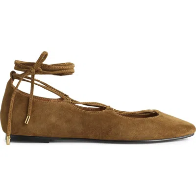 Madewell The Greta Lace-up Ballet Flat In Brown