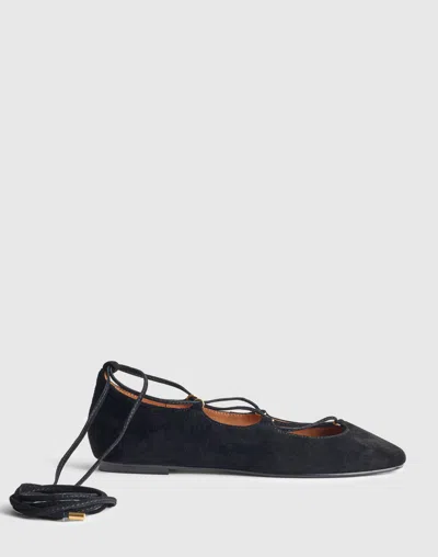 Madewell The Greta Lace-up Ballet Flat In Black