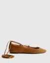 Madewell The Greta Lace-up Ballet Flat In Brown