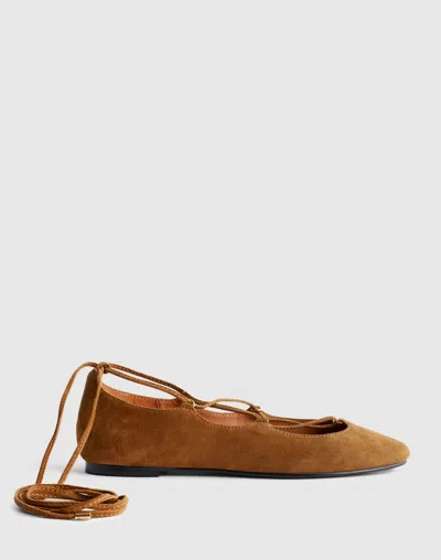 Madewell The Greta Lace-up Ballet Flat In Brown