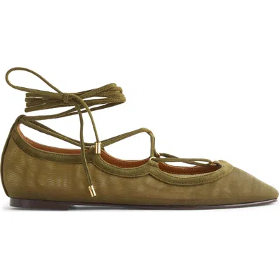 Madewell The Greta Lace-up Ballet Flat In Green