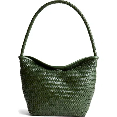 Madewell The Handwoven Leather Shoulder Bag In Green