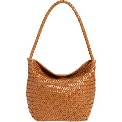Madewell The Handwoven Leather Shoulder Bag In Light Caramel