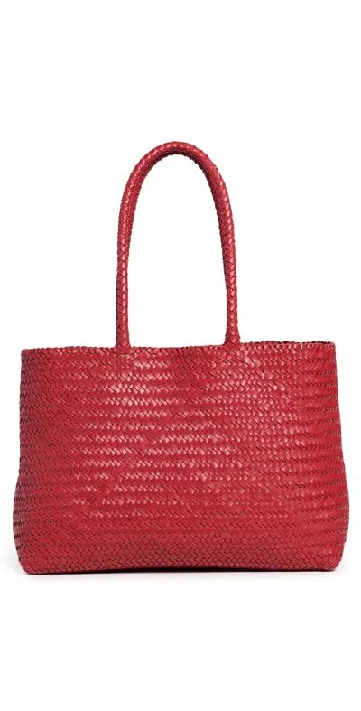 Madewell The Handwoven Leather Tote Scarlett In Red