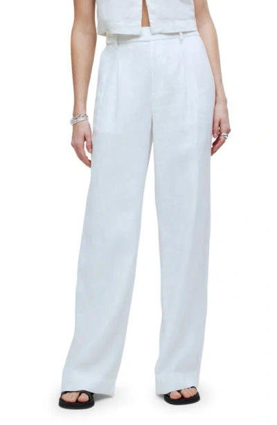 Madewell The Harlow Linen Wide Leg Pants In Eyelet White