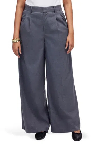Madewell The Harlow Superwide Leg Twill Pants In Gray