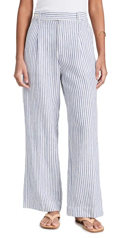 Madewell The Harlow Wide Leg Pants Blue White Stripe