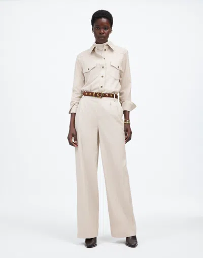 Madewell The Harlow Wide-leg Pant In Pebble Stone