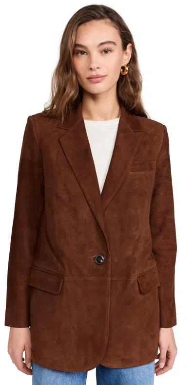 Madewell The Kline Suede Blazer In Soft Mahogany