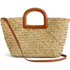 Madewell The Large Handwoven Straw Crossbody Basket Tote In Saddle Brown Multi