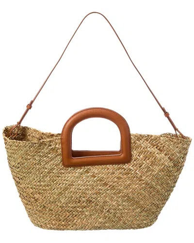 Madewell The Large Straw & Leather Crossbody Basket Tote In Brown