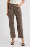 Madewell The Tall Leopard Darted Barrel Leg Jeans In Brown