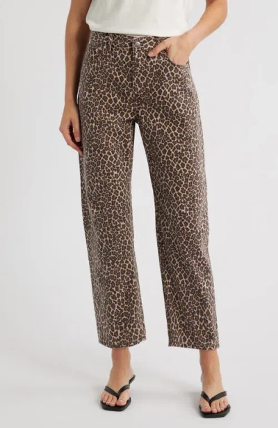 Madewell The Leopard Darted Barrel Leg Jeans In Brown