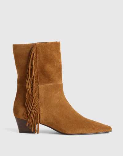 Madewell The Lexie Fringed Ankle Boot In Brown