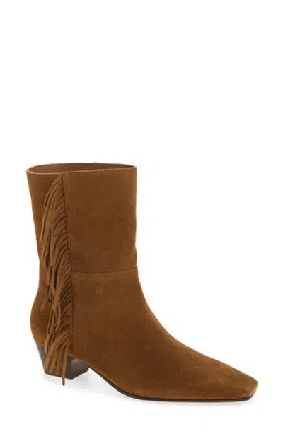 Madewell The Lexie Fringed Ankle Boot In Dried Acorn