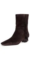 Madewell The Lexie Fringed Ankle Boots In Suede Dark Carob In Brown