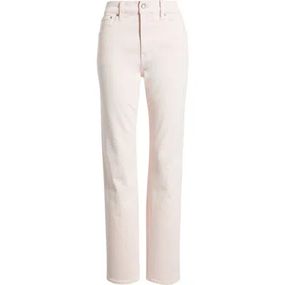 Madewell The Longline Garment Dyed High Waist Straight Leg Jeans In Pink