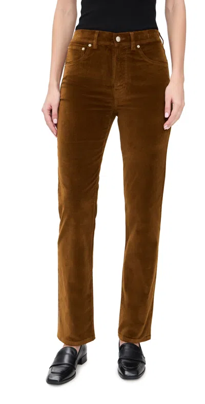 Madewell The Longline Straight Pants In Velvet Dark Pecan In Brown