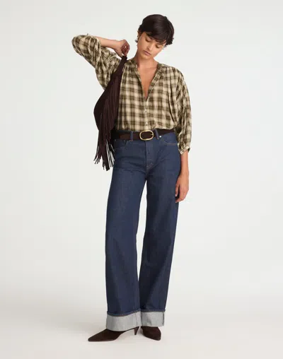 Madewell The Low-slung Cuffed Baggy Jean In Blue