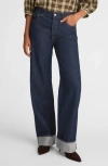 Madewell The Low Slung Cuffed Baggy Jeans In Blue